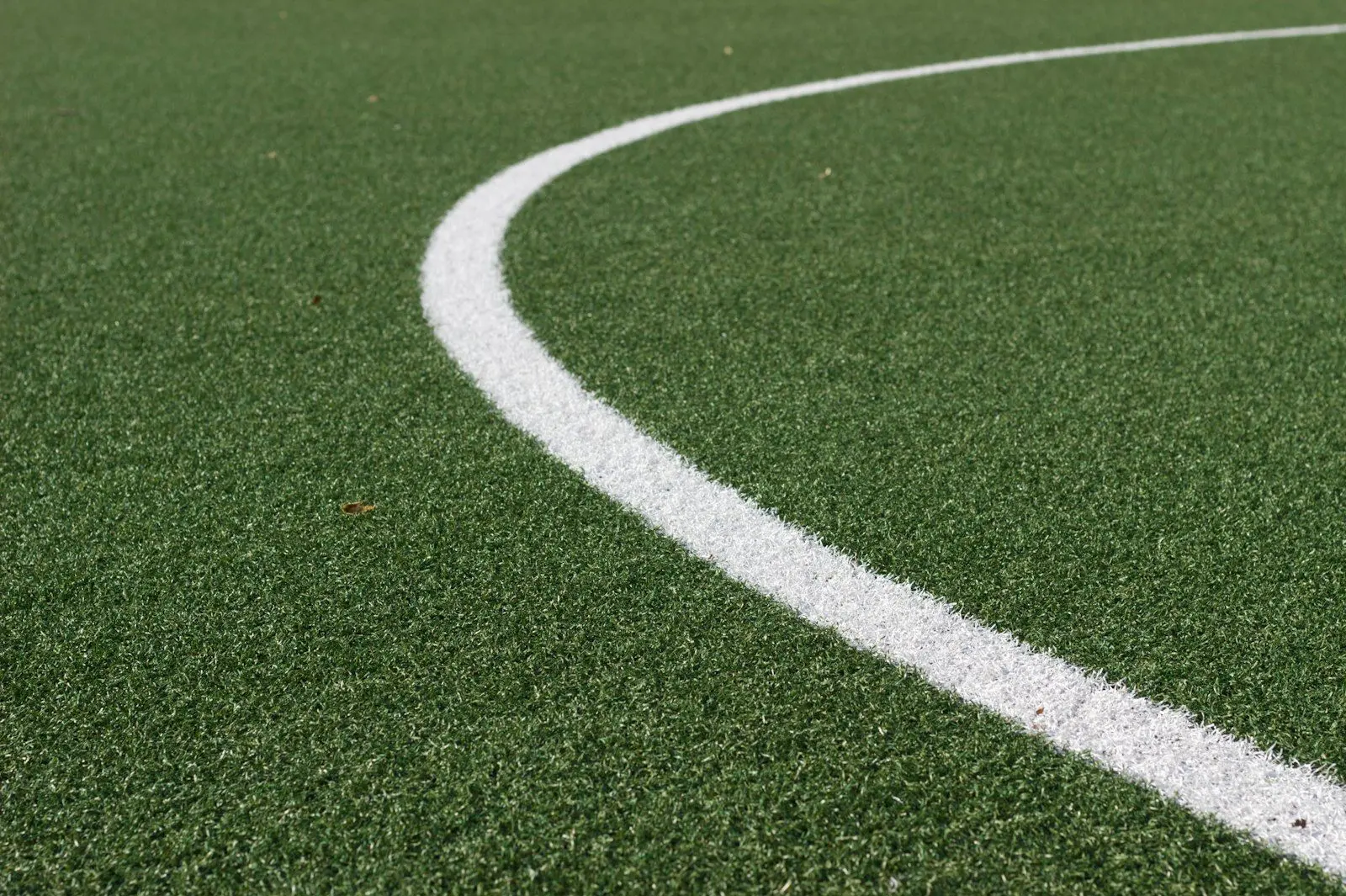 Close-up of artificial grass with a white line marking